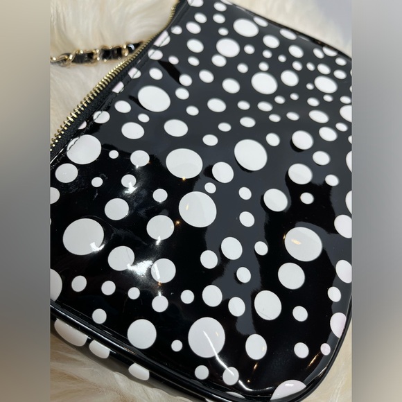 Betsy Johnson Mini Baguette, Black and White polkadot faux patent leather - Picture 6 of 14